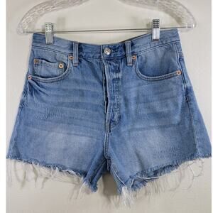 Free People Jean Shorts Women’s Size 26 Button Fly Raw Hem Punk Biker Rock